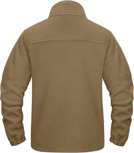 Miniatura 2 de CRYSULLY Chaqueta de forro polar táctica con cremallera completa para hombre, abrigo de invierno con múltiples bolsillos