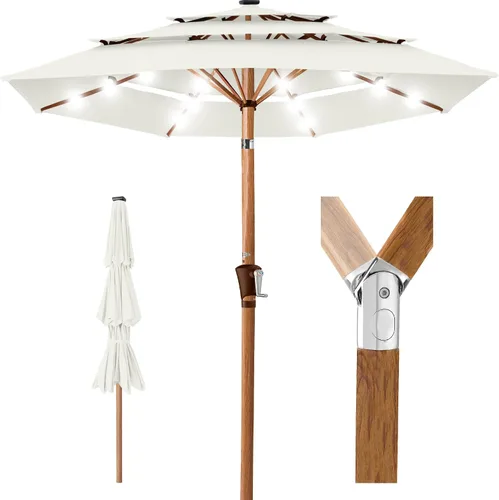 Miniatura 37 de Best Choice Products - Sombrilla solar de 10 pies de 3 niveles para patio, sombrilla de sol para exteriores, mercado, patio trasero, terraza, junto