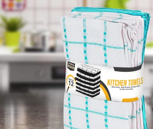 Miniatura 6 de Utopia Towels - Paquete de 12 toallas de cocina, 15 x 25 pulgadas, 100% algodón hilado en anillo súper suave y absorbente, juego de toallas de té