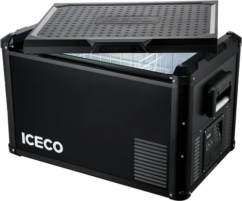 ICECO [Actualización] Refrigerador portátil VL 60 PRO, tapa multidireccional, 12/24 V, CA 110-240 V, refrigerador de automóvil alimentado por