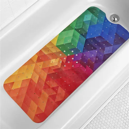 Miniatura 28 de Tapete de baño turquesa antideslizante de 40 x 16 pulgadas, extra largo, antideslizante, para bañera, tapete moderno de arte abstracto, tapete