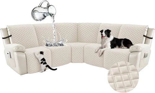 Miniatura 119 de Arfntevss Fundas para sofá seccional reclinable para sofá seccional en forma de L, funda antideslizante lavable para sofá reclinable con forma de L