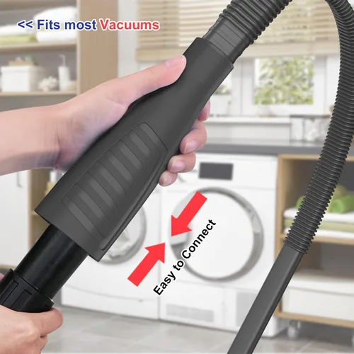 Miniatura 4 de Sealegend Kit de limpiador de ventilación de secadora de 2 piezas y cepillo flexible de pelusa para secadora, accesorio para manguera de vacío, Negro