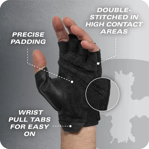 Miniatura 7 de Power Gloves 3.0 - Guantes de levantamiento de pesas duraderos de medio dedo con cierre de muñeca ajustable, palma de cuero transpirable