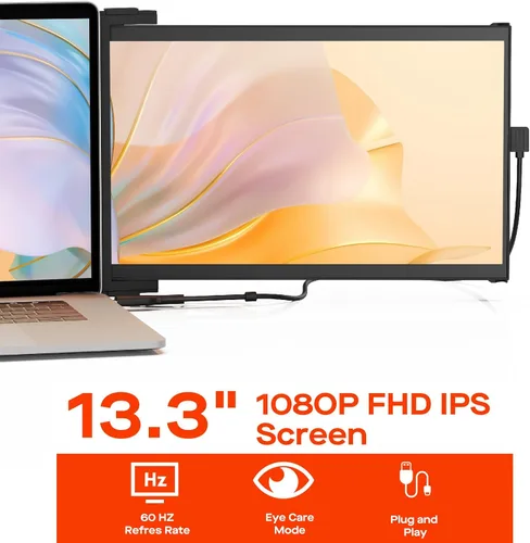Miniatura 4 de Monitor portátil - 2026 Pixeles móviles Nexus 13.3 pulgadas, extensor de pantalla para laptop IPS ultra delgado, monitor USB C/USB A/HDMI 1080P