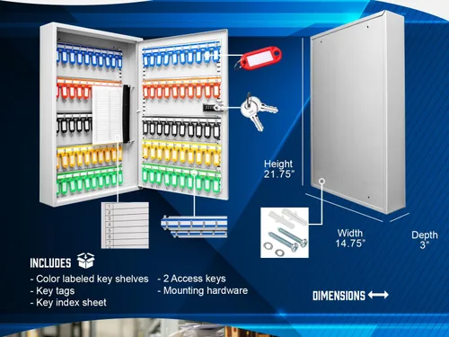 Miniatura 3 de Barska Caja ajustable de 100 llaves con cerradura de combinación, color gris