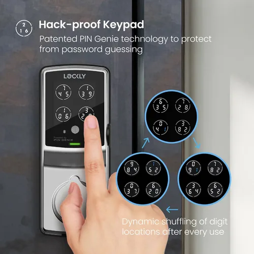 Miniatura 3 de Lockly Secure Pro Smart Deadbolt, cerradura inteligente Wi-Fi, entrada sin llave con teclado PIN Genie®, huella dactilar biométrica 3D, bloqueo