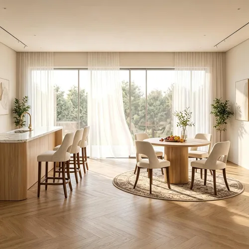 Miniatura 5 de UVV Juego de 2 sillas de comedor de madera, sillas de comedor modernas de mediados de siglo tapizadas en tela para cocina y comedor, silla de cena