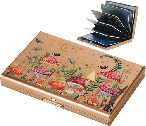 Miniatura 24 de BONSYL® Soporte para tarjetas de crédito, cartera delgada de metal con bloqueo RFID, con 6 ranuras para tarjetas, para mujeres y hombres.