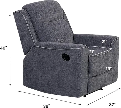 Miniatura 4 de Betsy Furniture Juego de sofá reclinable manual de microfibra suave, sofá con mesa desplegable, dos sillones reclinables, gris carbón 9111