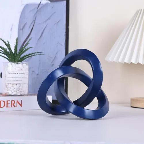 Miniatura 6 de DOVDOV Escultura decorativa de nudo azul, estética de decoración de habitación azul, estatua de anillo Mobius para estantería, sala de estar, mueble
