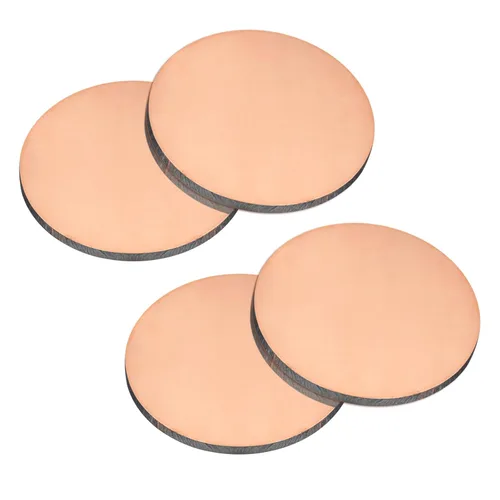 Miniatura 33 de uxcell Hoja de cobre puro, 4 piezas de 2 x 0.04 pulgadas, calibre 18 T2, placa redonda de metal de cobre para manualidades, reparaciones eléctricas