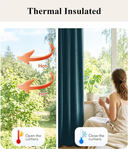 Miniatura 58 de StangH Cortinas de Terciopelo Verde Esmeralda de 96 Pulgadas - Cortinas Opacas de Terciopelo de Lujo Súper Suaves, Elegante Cobertura de Ventana