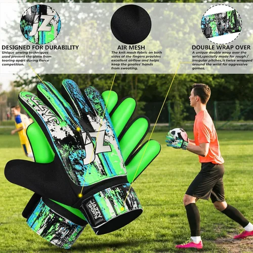Miniatura 3 de Guantes de portero de fútbol para niños y jóvenes, guantes de portero antideslizantes con palma de látex de 4 mm y fuerte agarre, protección doble