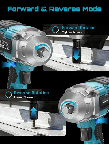Miniatura 11 de Seesii - Llave de impacto inalámbrica de 1/2 pulgada, alta torsión de 479 pies-libra (650Nm), pistola de impacto sin escobillas, 2500RPM con batería