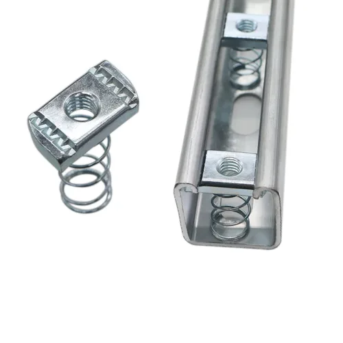Miniatura 5 de (100) Tuercas de canal de puntal, tuercas de canal de resorte de 1/4-20 con acabado galvanizado de zinc, tuercas de resorte largas ideales para usar