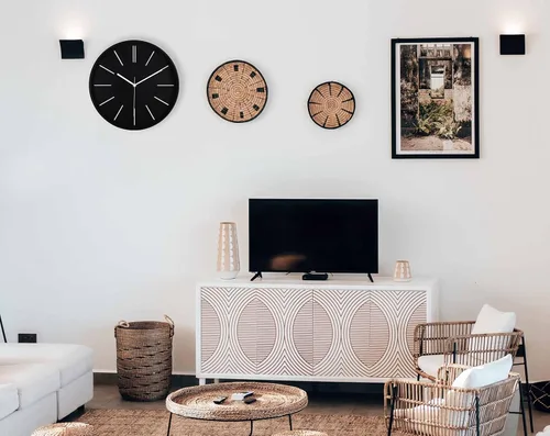 Miniatura 4 de zyzamay Moderno reloj de pared redondo 3D de 12 pulgadas, negro, silencioso de cuarzo, funciona con pilas, fácil de leer, hora precisa