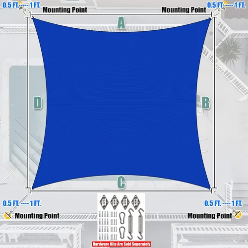 Miniatura 7 de Amgo ATAPS12 - Toldo rectangular, cubierta para el sol, marquesina, 95 % de bloqueo UV, permeable al agua y el aire, comercial y residencial, Azul