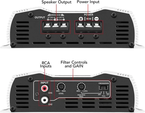 Miniatura 9 de Taramps DS 800x2 2 ohmios 800 vatios RMS 2 canales 400 x 2 vatios RMS, rango completo clase D, paso alto y bajo crossover fijo, puente, amplificador