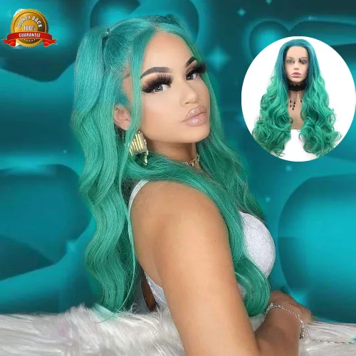 Miniatura 27 de Peluca Baby Blue para Mujeres, las Mejores Pelucas de encaje frontal azules, predepiladas, largas onduladas, peluca de cabello real, sin pegamento