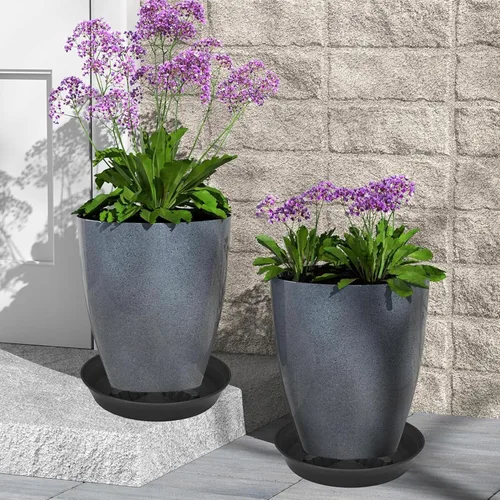 Miniatura 8 de Paquete de 4 platillos para plantas de 8 pulgadas, 10, 12, 14, 17 pulgadas, soporte para plantas de plástico para interiores y exteriores, bandejas