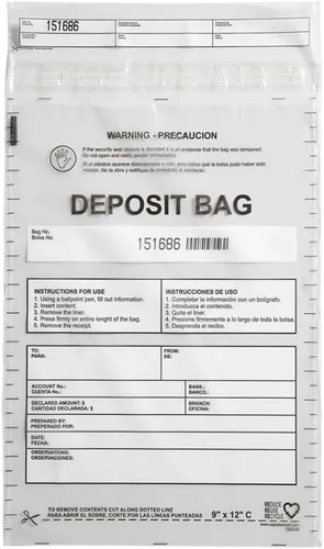Bolsas de plástico transparente de 9 x 12 pulgadas | Depósitos bancarios seguros, manejo de efectivo o transporte seguro de divisas | Códigos de