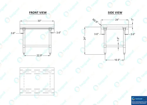 Miniatura 4 de AmGood Soporte para equipo de acero inoxidable, resistente, grado comercial, con estante inferior, certificado NSF