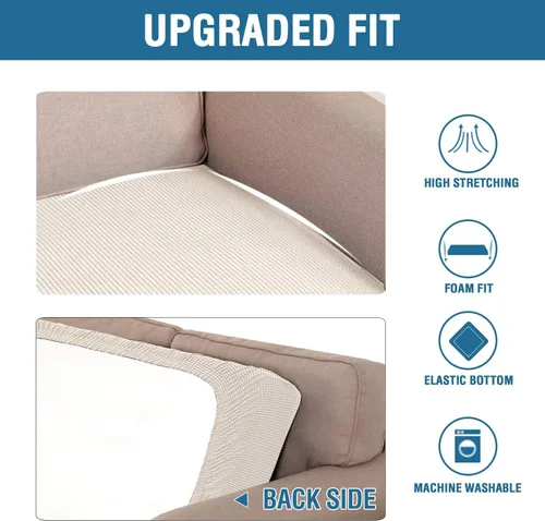 Miniatura 6 de H.VERSAILTEX Fundas de cojín de asiento individuales superelásticas para sofá, juegos de fundas de cojín de sofá, tela de sarga gruesa con textura
