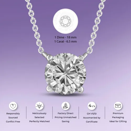 Miniatura 11 de La Joya Collares de diamantes de 1 quilate para mujer Collar de diamante solitario cultivado en laboratorio GH VS/SI Cadena de oro macizo