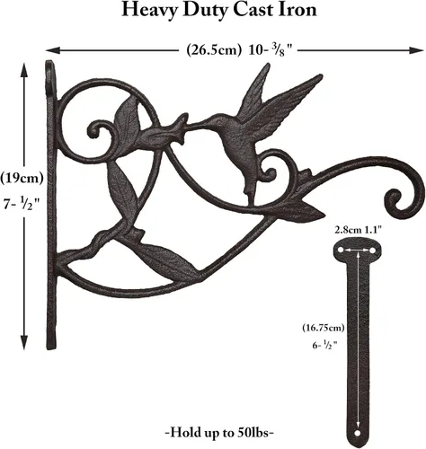 Miniatura 3 de 2 perchas para plantas al aire libre resistentes para pared de 10 pulgadas, soporte decorativo para plantas, ganchos de farol, hierro rústico