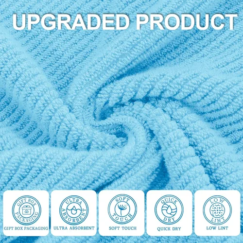 Miniatura 137 de VOOVA & MOVAS Toallas de mano blancas - 100% algodón Ligeras Gruesas Secado rápido Suaves Absorbentes, paquete de 4 piezas grandes de 18