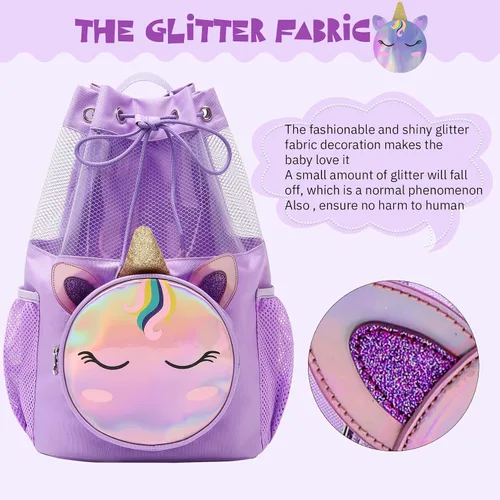 Miniatura 3 de Mygreen Bolsa de gimnasio con cordón para niños pequeños, linda caricatura, animales del zoológico, mochila deportiva