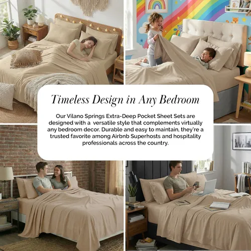 Miniatura 8 de Southshore Fine Living, Inc. Juego de sábanas Split King de 7 piezas para cama ajustable, sábanas King con bolsillo extra profundo de 21 pulgadas