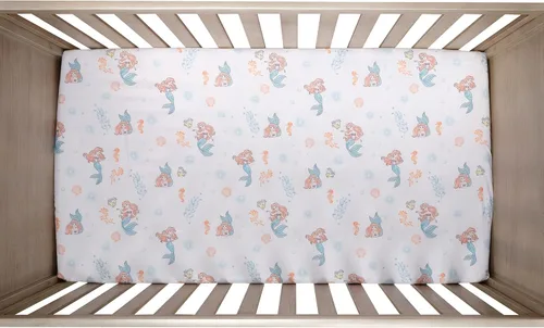 Miniatura 3 de Bedtime Originals Disney Baby The Little Mermaid - Sábana bajera ajustable para cuna, color blanco