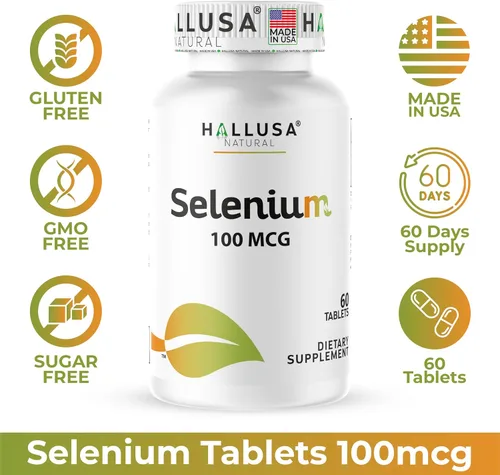 Miniatura 5 de Hallusa Natural Selenio 60 Tabletas, Antioxidante y Apoyo Inmunológico, Salud del Corazón - Suministro para 60 Días