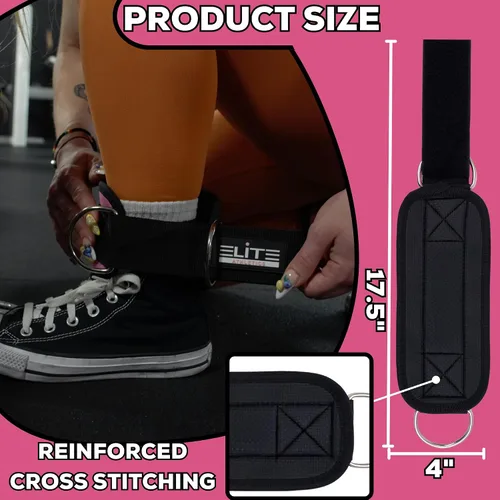 Miniatura 3 de Correa de tobillo para máquina de cable, tobillera de gimnasio para retroceso de cable, además de correas de levantamiento de muñecas