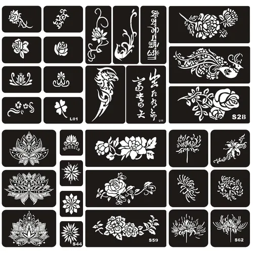 Miniatura 13 de Kotbs 6 hojas de plantillas temporales de tatuaje, 34 piezas de plantillas de tatuajes de henna con patrón de tótem de tigre y lobo, plantillas