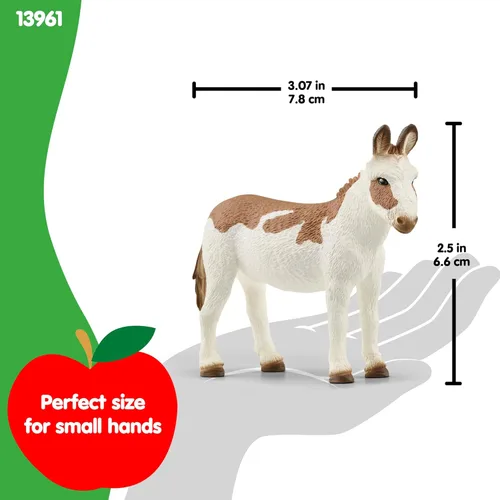 Miniatura 6 de Schleich Farm World - Figura de animal de burro manchado americano – Juguete de animal de granja altamente detallado y duradero, juego divertido