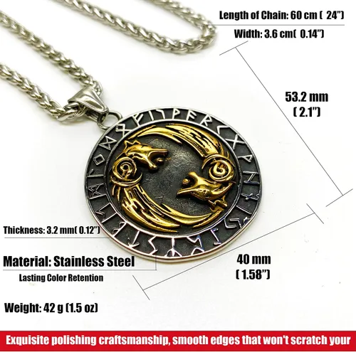 Miniatura 3 de Collar de talismán de lobo vikingo Fenrir cadena de acero inoxidable para hombre, joyería vintage para hombre, colgante de amuleto vikingo pagano