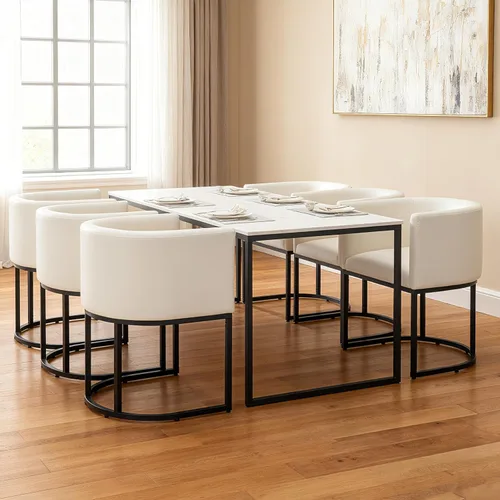 Miniatura 39 de RIVOVA Silla de Comedor Tapizada, Sillón Lateral Moderno Tipo Barril Tapizado, Sillas de Comedor Tapizadas, Cómodo Sillón, Silla Lateral de Cocina