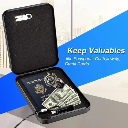 Miniatura 2 de Younion - Caja fuerte para pistolas, portátil, para viajar y llevar en el auto, color negro Cerradura de llave
