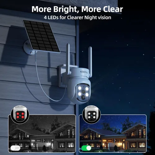 Miniatura 5 de Cámaras de seguridad solares inalámbricas para exteriores, 4MP alimentado por energía solar, kit de 8 cámaras, visión nocturna a color, PTZ de 360°