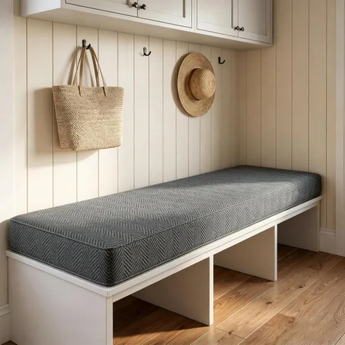 Miniatura 11 de Custom Bench Cushion for Indoor Furniture, Window Seat Cushion, Bay Window, 75D Foam, Herringbone Fabric Options, Waterproof Cover, Non Slip Bottom