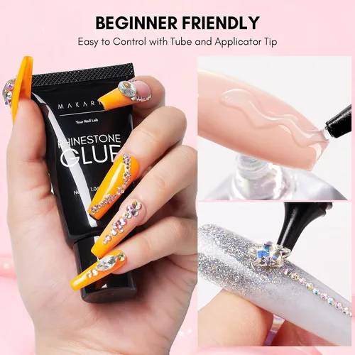 Miniatura 6 de Makartt Pegamento en gel para strass de uñas - 60ML Pegamento en gel súper fuerte para strass, decoraciones de encanto de arte 3D, gemas brillantes