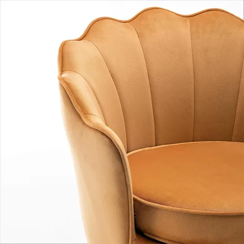 Miniatura 6 de Container Furniture Direct Silla de terciopelo con silueta festoneada y patas de metal dorado, pieza decorativa adecuada para espacios Rosa