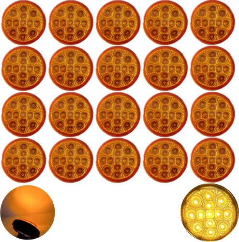 Miniatura 11 de All Star Truck Parts 10 unidades de luz LED redonda de 2 pulgadas con espacio para marcador lateral [13 LED]