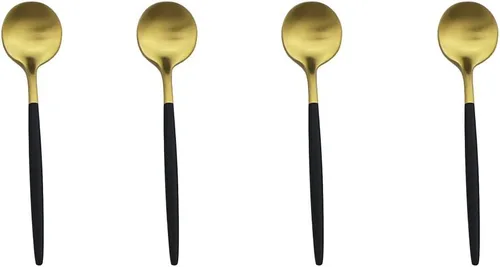 Miniatura 13 de Juego de cubiertos en oro negro de acero inoxidable 18/10, con mango negro mate, incluye tenedores, cucharas y cuchillos (10 piezas), platería