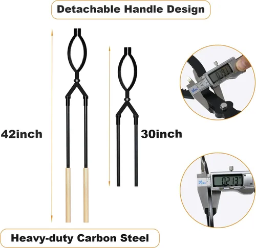 Miniatura 2 de Pinzas para Leña de Servicio Pesado – Pinzas Grandes para Chimenea de 42" Agarrador de Troncos con Forma de Tijera Serrada, Pinzas Portátiles