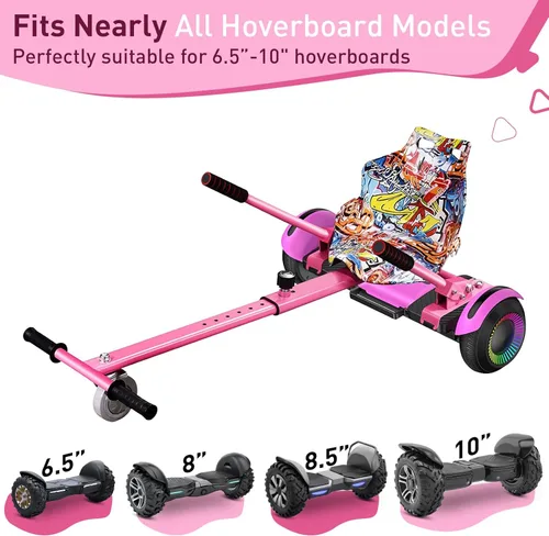 Miniatura 3 de Hiboy HC-01 Hoverboard Seat Attachment for 6.5" 8" 8.5" 10" Hoverboards, Easy Assembly & Adjustable Frame Length Buggy Attachment, Hoverboard Go Rosa