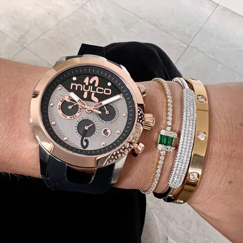 Miniatura 5 de MULCO Watches for Women - Lady D - Silver Stainless Steel Case with Wrist Silicone Band, Large Face with Mother of Pearl and Rose Gold, Quartz